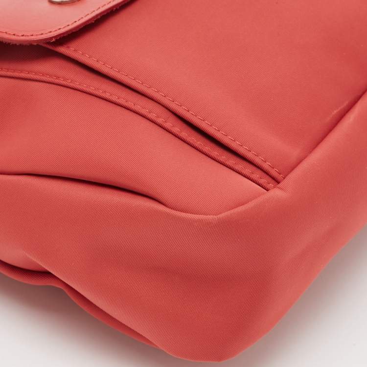 Pre Owned Longchamp Red Canvas And Leather Planates Crossbody Bag