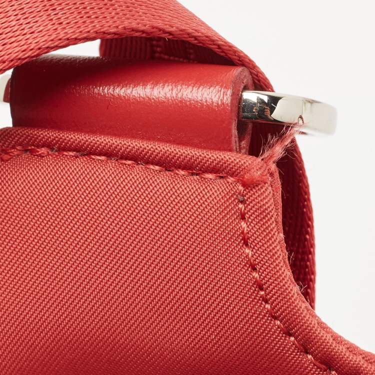 Pre Owned Longchamp Red Canvas And Leather Planates Crossbody Bag