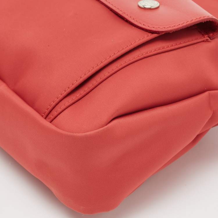 Pre Owned Longchamp Red Canvas And Leather Planates Crossbody Bag
