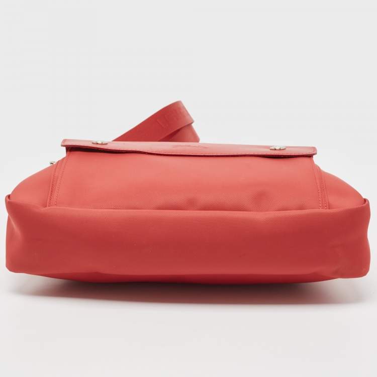 Pre Owned Longchamp Red Canvas And Leather Planates Crossbody Bag