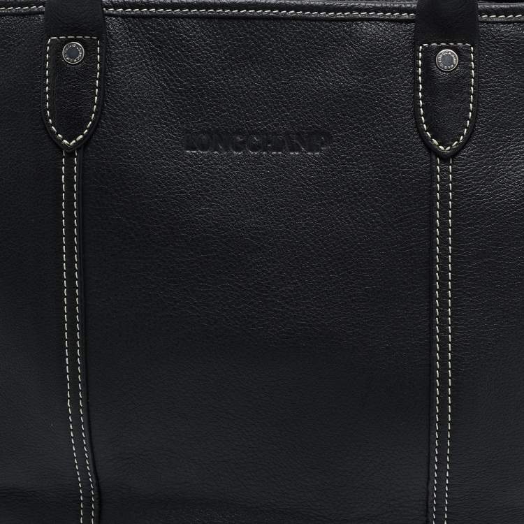 Pre Owned Longchamp Black Leather Shopper Tote