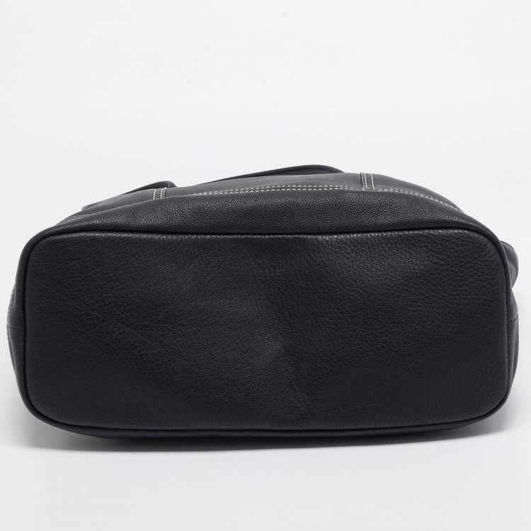 Pre Owned Longchamp Black Leather Shopper Tote
