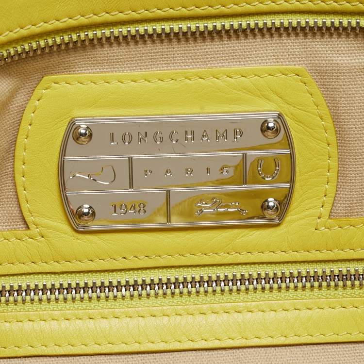 Pre Owned Longchamp Yellow Leather Medium LM Cuir Shopper Tote