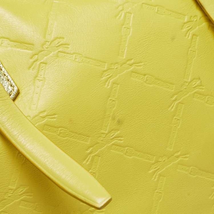 Pre Owned Longchamp Yellow Leather Medium LM Cuir Shopper Tote