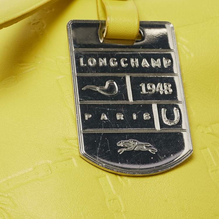Pre Owned Longchamp Yellow Leather Medium LM Cuir Shopper Tote