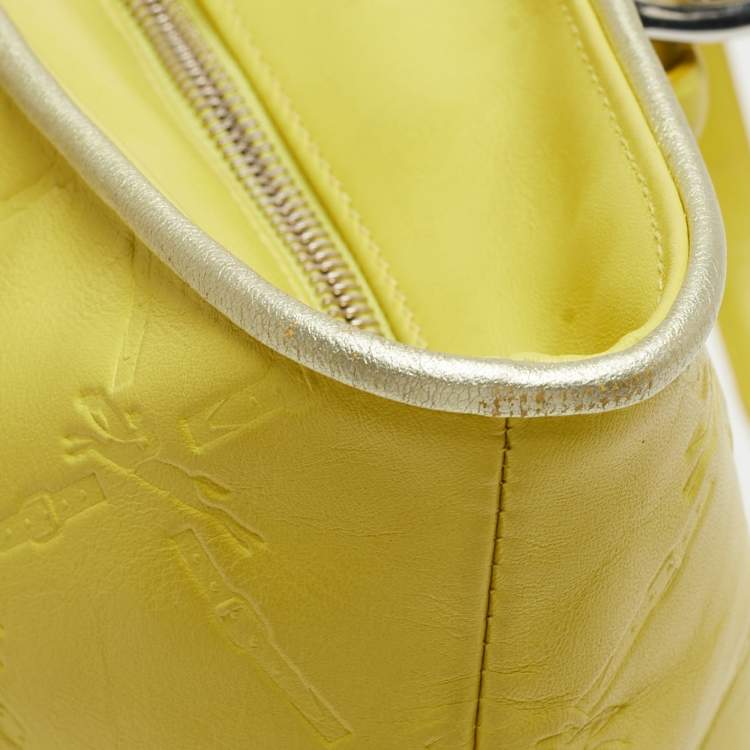 Pre Owned Longchamp Yellow Leather Medium LM Cuir Shopper Tote