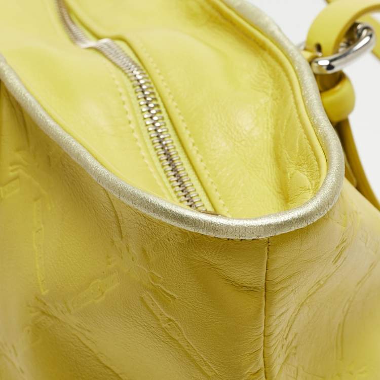 Pre Owned Longchamp Yellow Leather Medium LM Cuir Shopper Tote