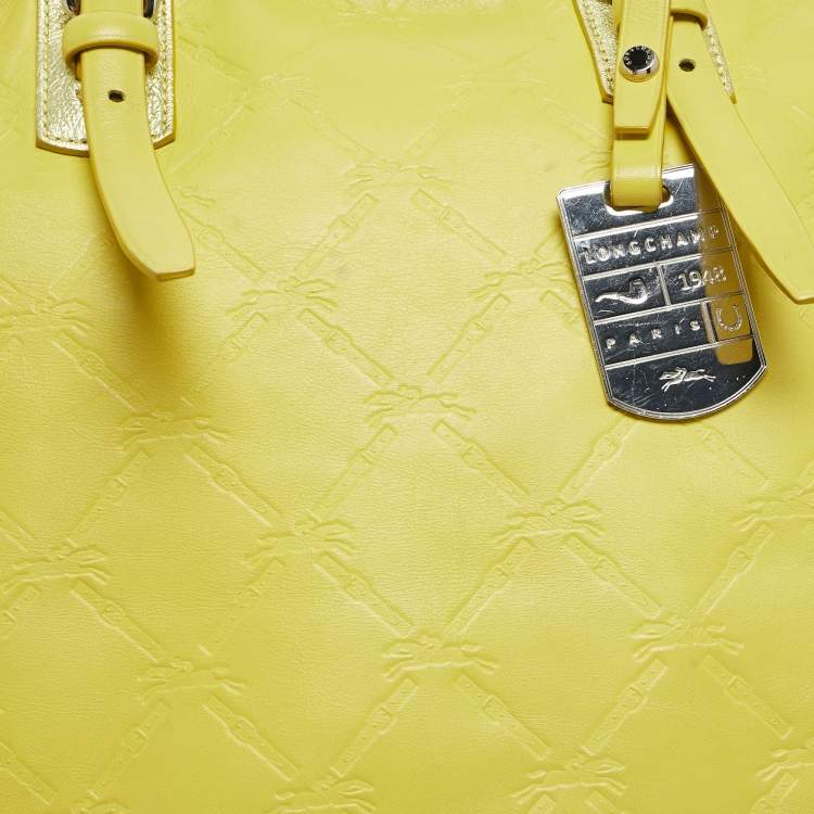 Pre Owned Longchamp Yellow Leather Medium LM Cuir Shopper Tote