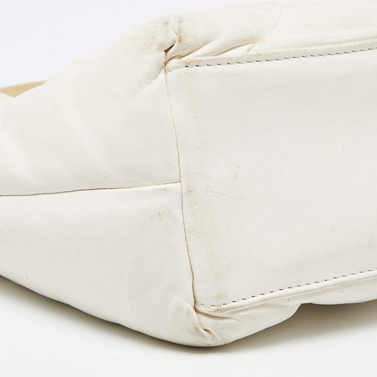 Pre Owned Longchamp White Quilted Leather Mini Le Pilage Neo Tote
