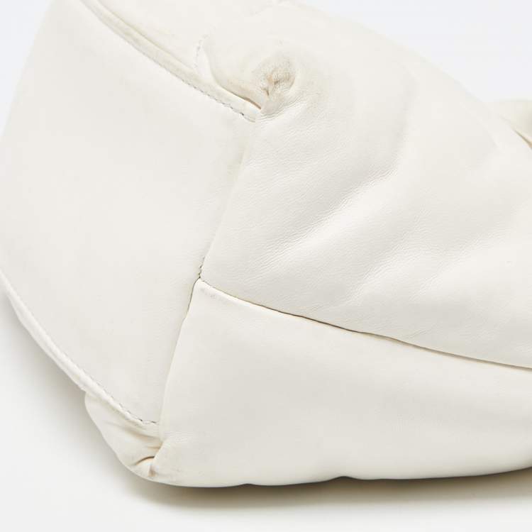 Pre Owned Longchamp White Quilted Leather Mini Le Pilage Neo Tote