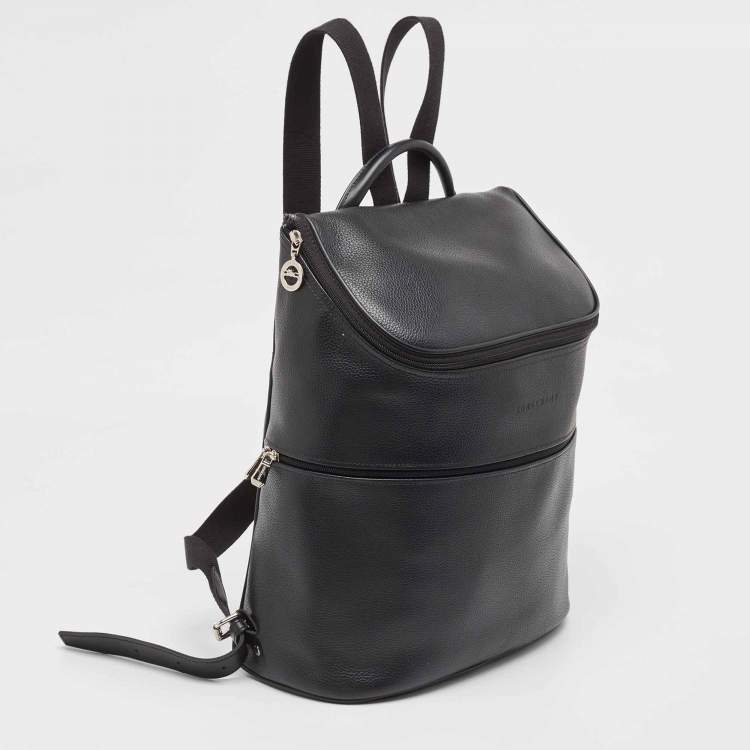 Pre Owned Longchamp Black Leather Le Foulonne Backpack