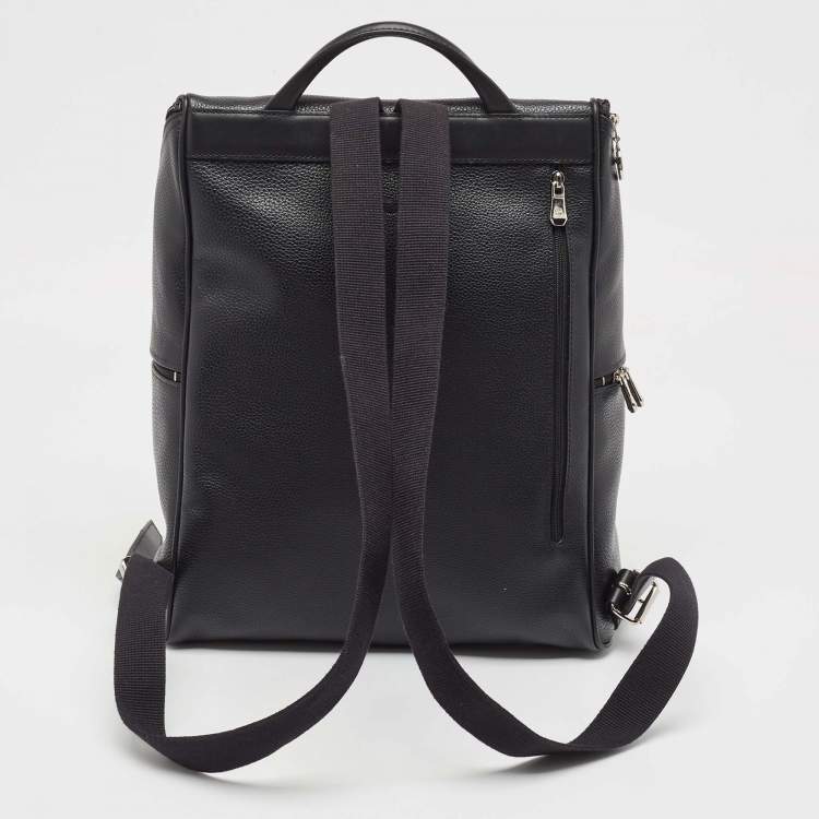 Pre Owned Longchamp Black Leather Le Foulonne Backpack