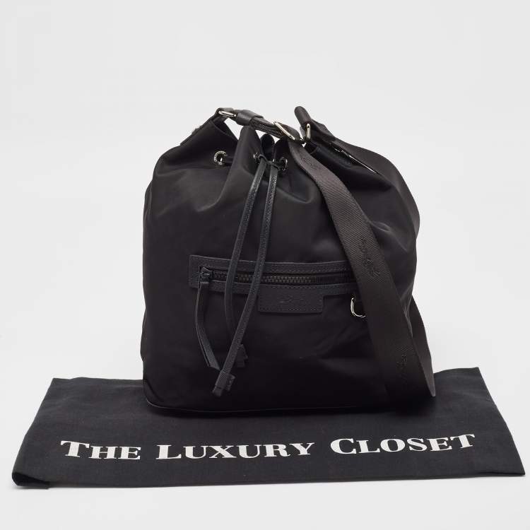 Pre Owned Longchamp Black Nylon Le Pliage Neo Bucket Shoulder Bag