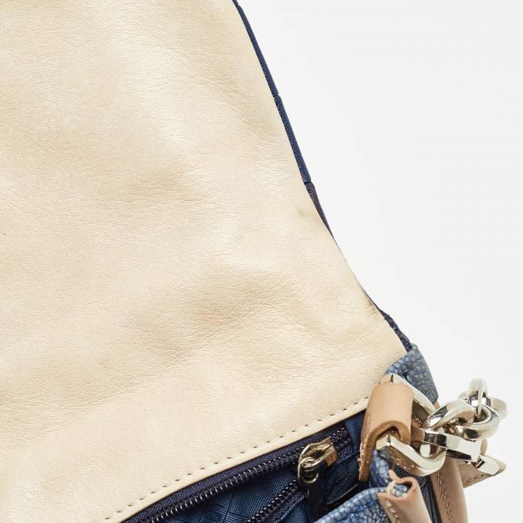 Pre Owned Longchamp Multicolor Stingray and Croc Effect Leather Shoulder Bag