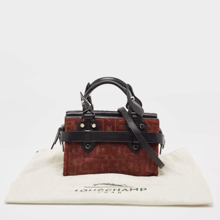 Pre Owned Longchamp Black/Brown Leather and Suede La Voyageuse Tote