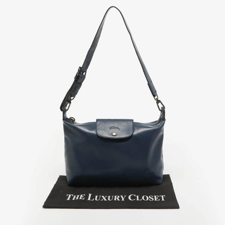 Pre Owned Longchamp Navy Blue Leather Le Pliage Xtra Shoulder Bag