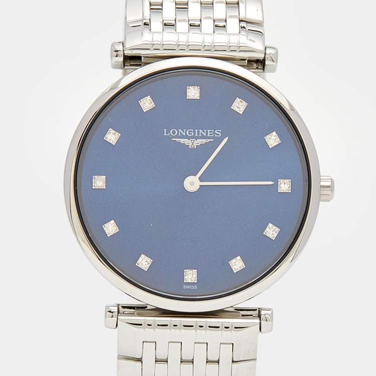 Pre Owned  Longines Sunray Blue Stainless Steel Diamond La Grande Classique De Longines L4.512.4.97.6 Women's Wristwatch 29 mm