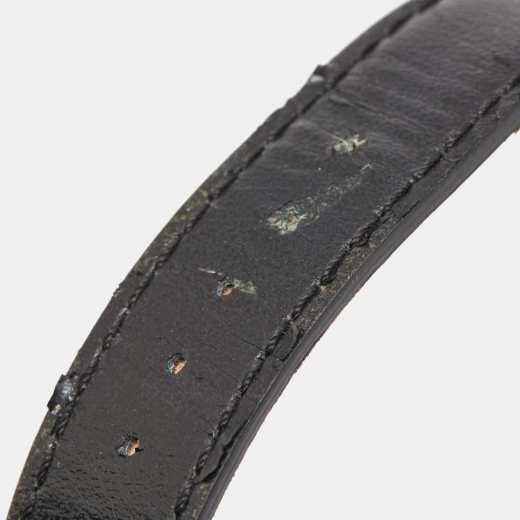 Pre Owned Longines Black Diamond Stainless Steel Leather Equestrian L6.138.4.57.0 Women's Wristwatch 34 mm