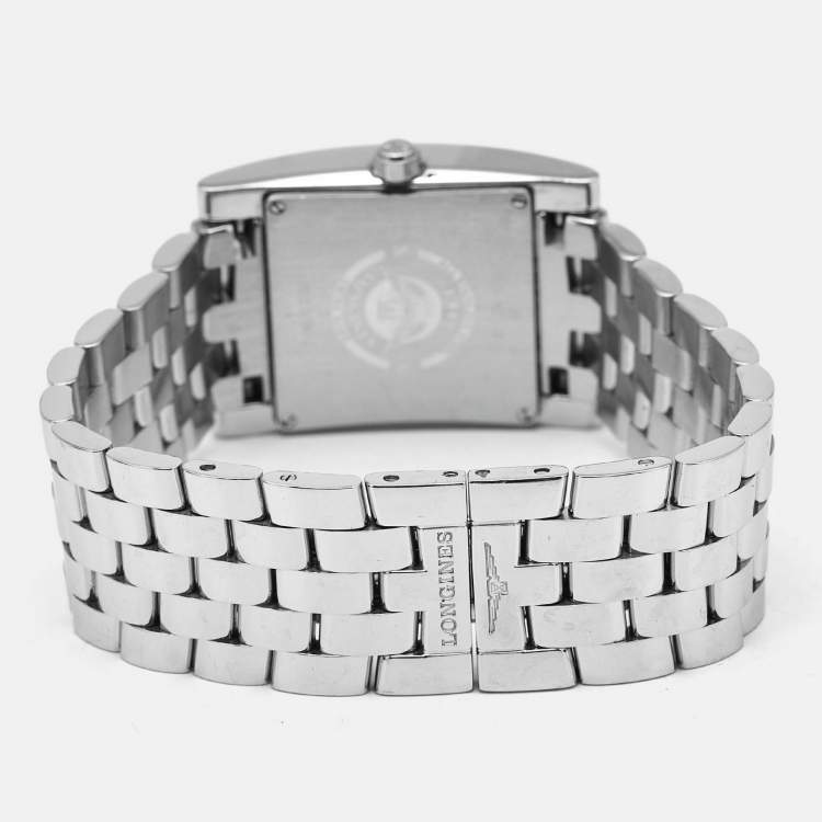 Pre Owned Longines White Stainless Steel Diamond DolceVita L5.503.0 Women's Wristwatch 24 mm