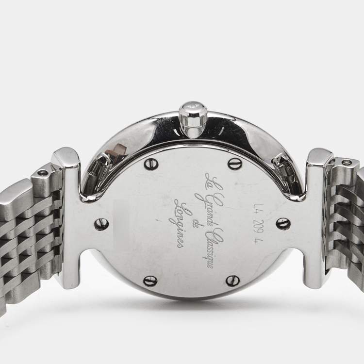 Pre Owned Longines White Dial Stainless Steel La Grande Classique De Longines L42094116 Women's Wristwatch 24 mm