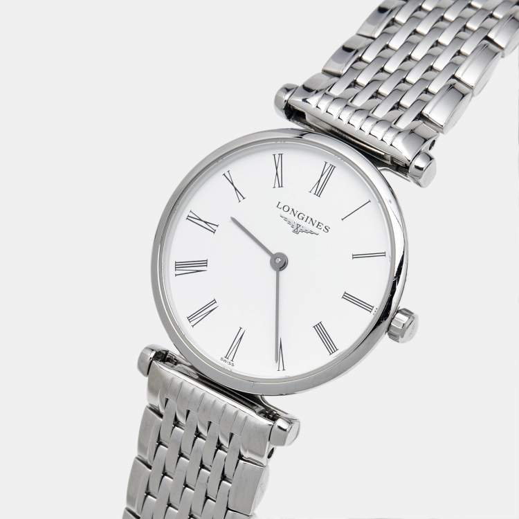 Pre Owned Longines White Dial Stainless Steel La Grande Classique De Longines L42094116 Women's Wristwatch 24 mm