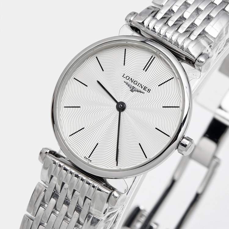 Pre Owned Longines Silver Dial Stainless Steel La Grande Classique De Longines L42094716 Women's Wristwatch 24 mm