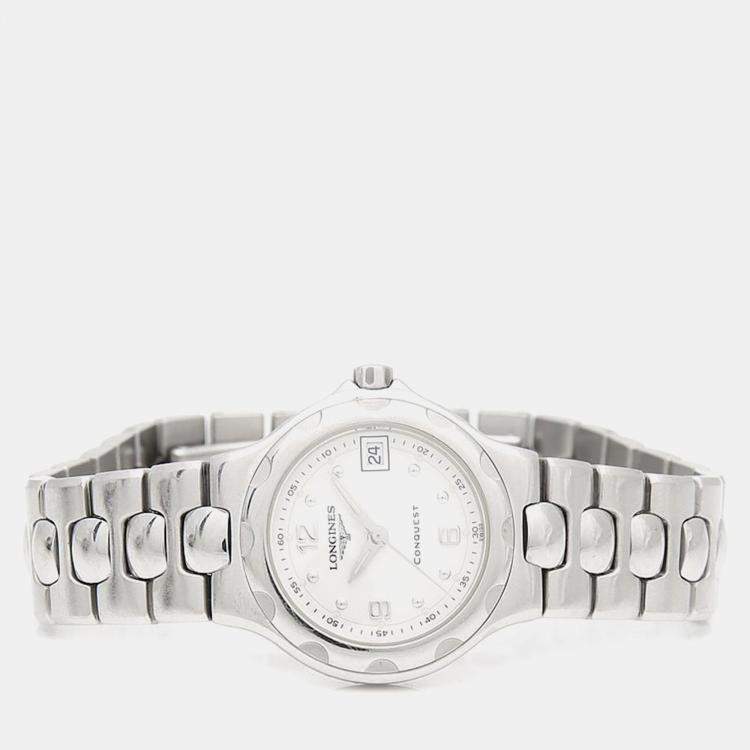مملوكة مسبقًا Longines  Conquest Quartz Silver Stainless Steel Women's Wristwatch 25 mm