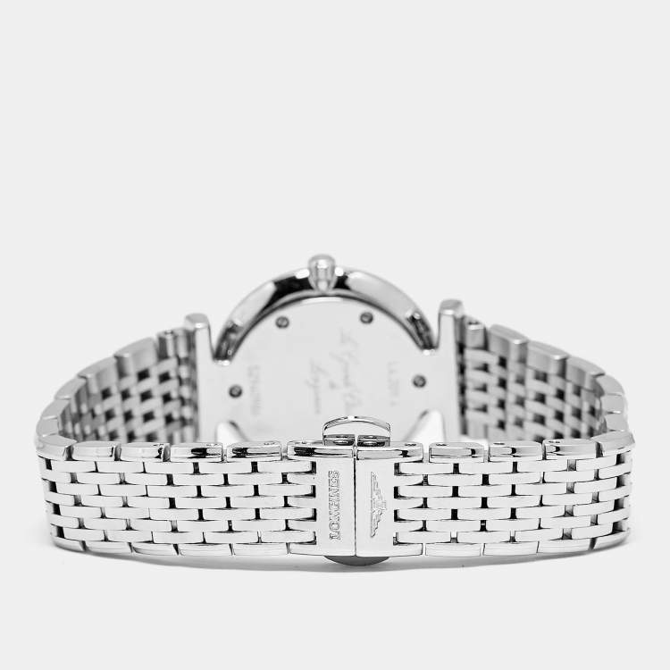 Pre Owned Longines La Grande Classique De Longines L4.209.4.51.6 Black Dial Stainless Steel Women's Wristwatch 24 mm