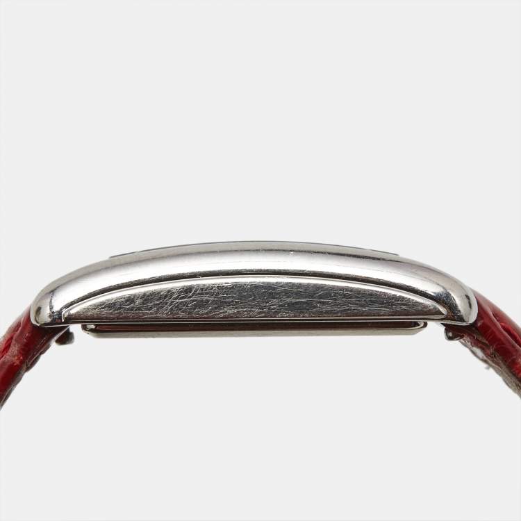 Pre Owned Longines DolceVita L5.255.4.71.5 Silver "Flinqué" Dial Stainless Steel Alligator Leather Women's Wristwatch 20.80 mm