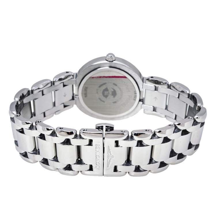 Pre Owned Longines Mother Of Pearl Stainless Steel Diamonds PrimaLuna L8.112.0 Women's Wristwatch 30 MM