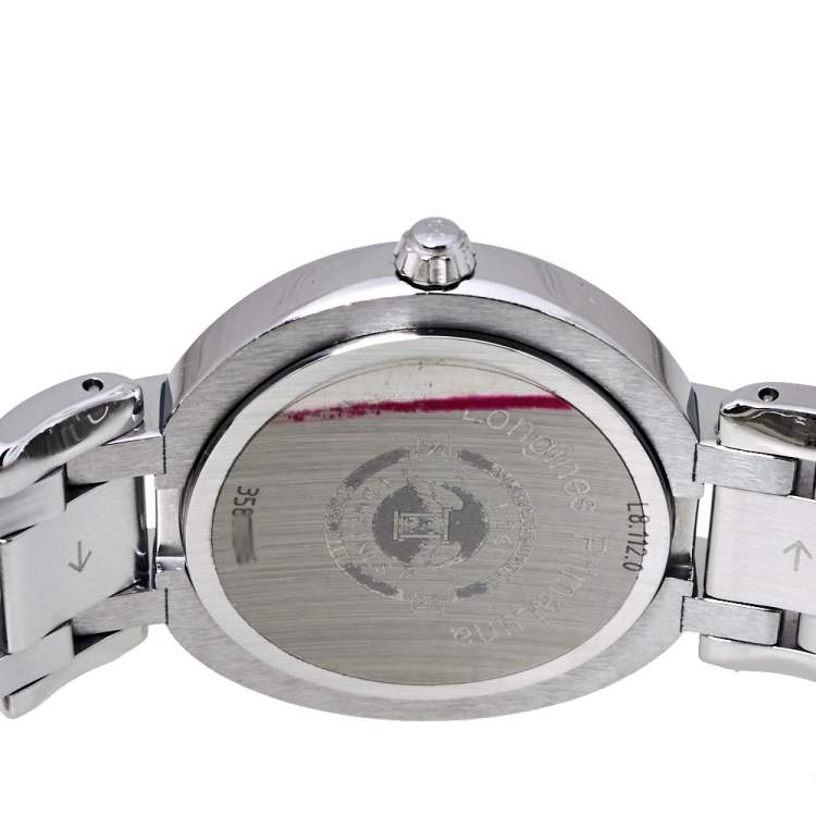 Pre Owned Longines Mother Of Pearl Stainless Steel Diamonds PrimaLuna L8.112.0 Women's Wristwatch 30 MM