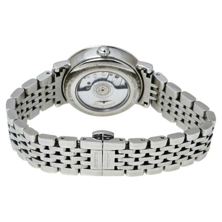 Pre Owned Longines White Stainless Steel & Diamond Elegant L4.310.0 Women's Wristwatch 29MM
