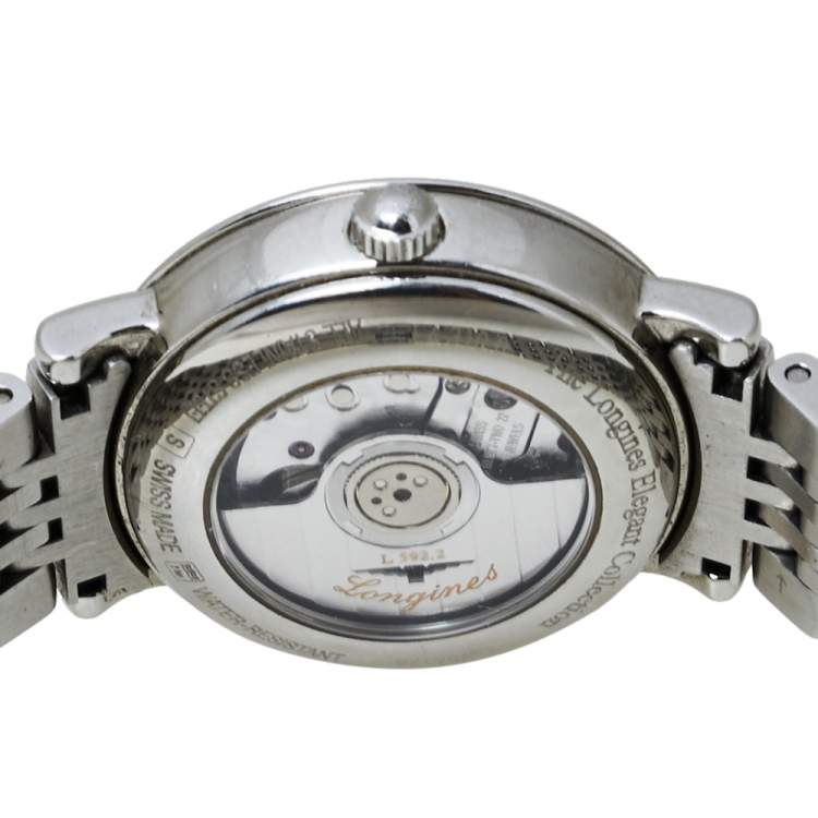 Pre Owned Longines White Stainless Steel & Diamond Elegant L4.310.0 Women's Wristwatch 29MM