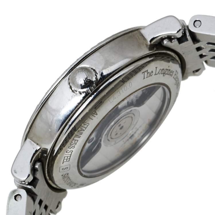 Pre Owned Longines White Stainless Steel & Diamond Elegant L4.310.0 Women's Wristwatch 29MM