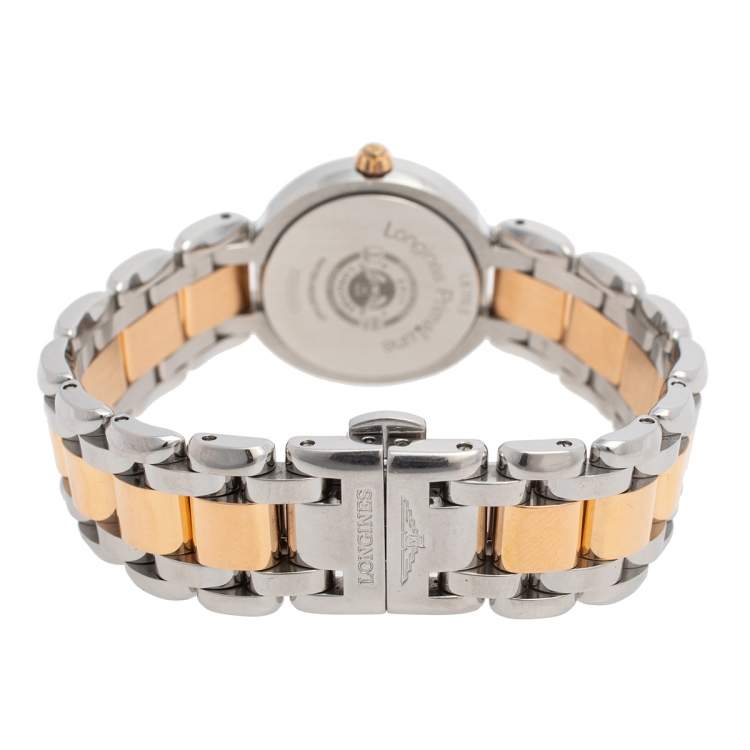 Pre Owned Longines Silver 18K Rose Gold & Stainless Steel Prima Luna L81105786 Women's Wristwatch 26 mm