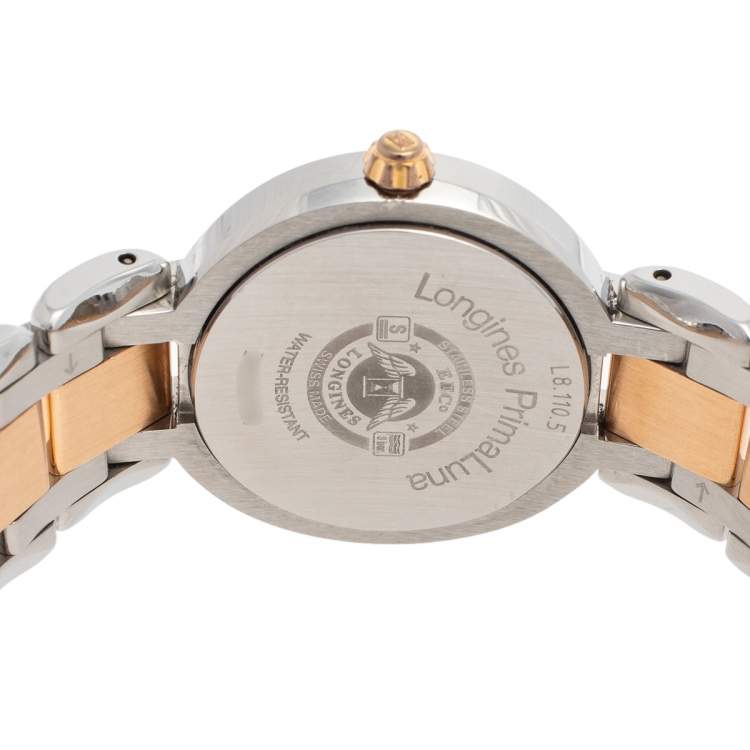 Pre Owned Longines Silver 18K Rose Gold & Stainless Steel Prima Luna L81105786 Women's Wristwatch 26 mm