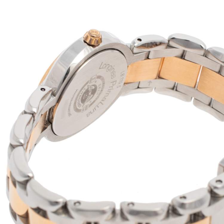 Pre Owned Longines Silver 18K Rose Gold & Stainless Steel Prima Luna L81105786 Women's Wristwatch 26 mm