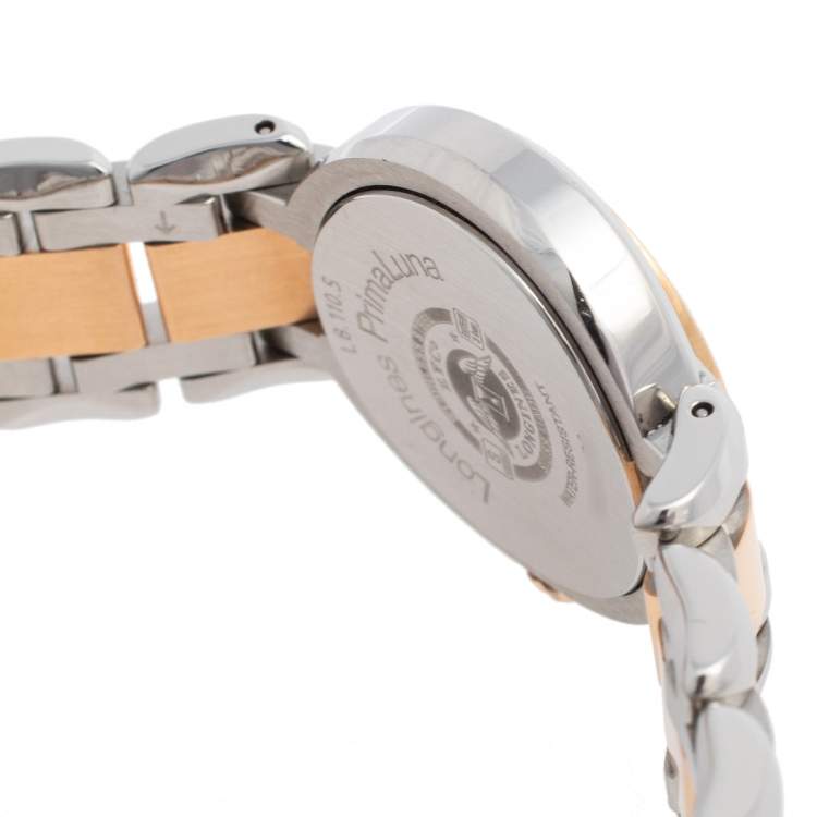 Pre Owned Longines Silver 18K Rose Gold & Stainless Steel Prima Luna L81105786 Women's Wristwatch 26 mm