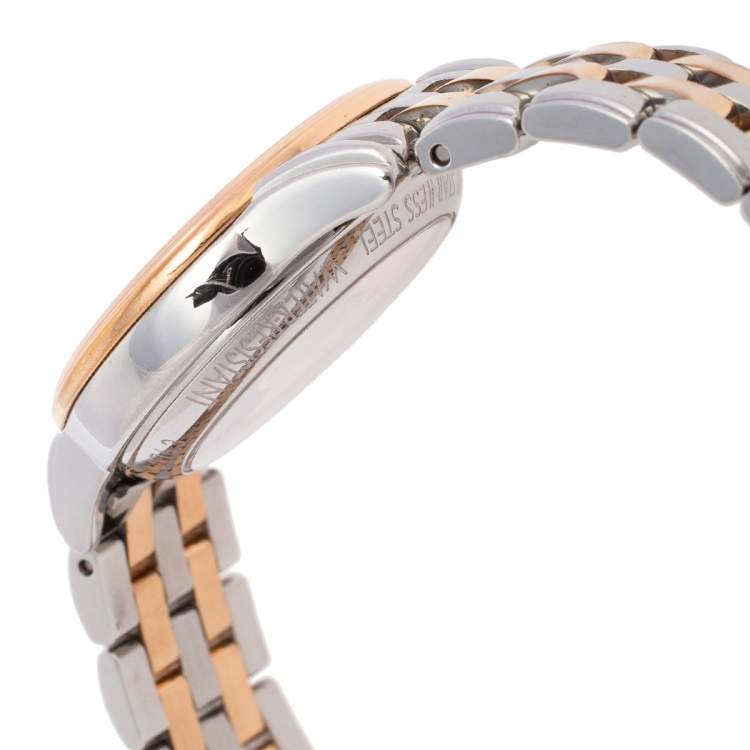 Pre Owned Longines White Two-Tone Stainless Steel Diamonds Flagship L4.274.3.99.7 Women's Wristwatch 26 mm