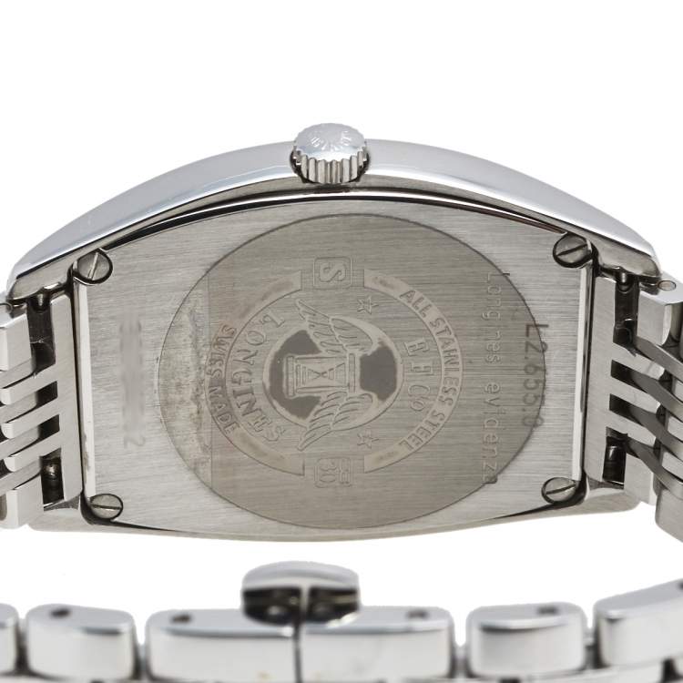 Pre Owned Longines Mother of Pearl Stainless Steel Diamond Evidenza L2.655.0.01.6 Women's Wristwatch 38 mm 