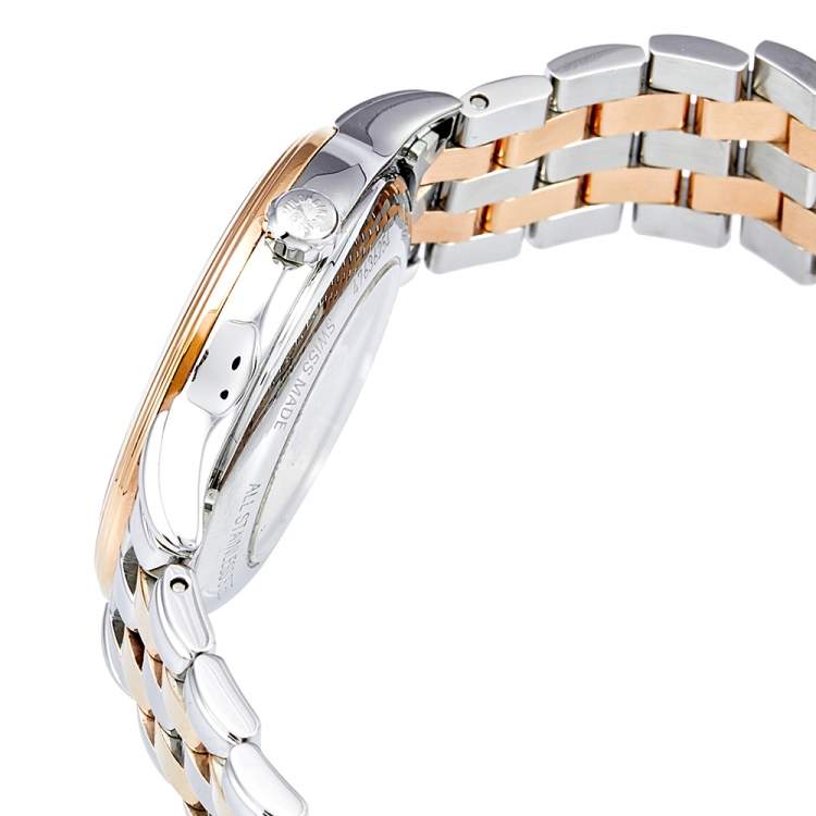 Pre Owned Longines White Two Tone Stainless Steel Flagship L4.374.3.92.7 Women's Wristwatch 30 mm
