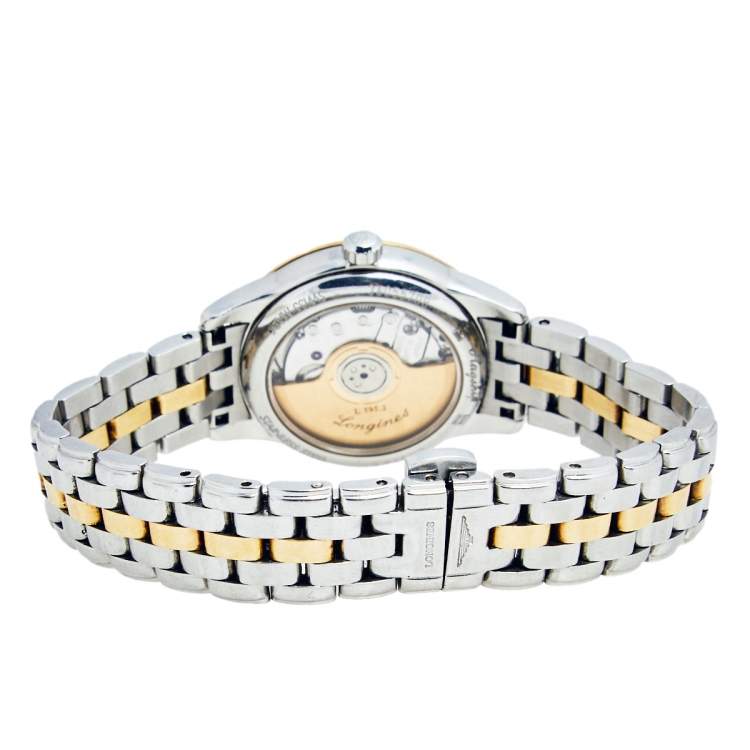 Pre Owned Longines White Two Tone Stainless Steel Flagship L4.274.3.27.7 Women's Wristwatch 26 mm