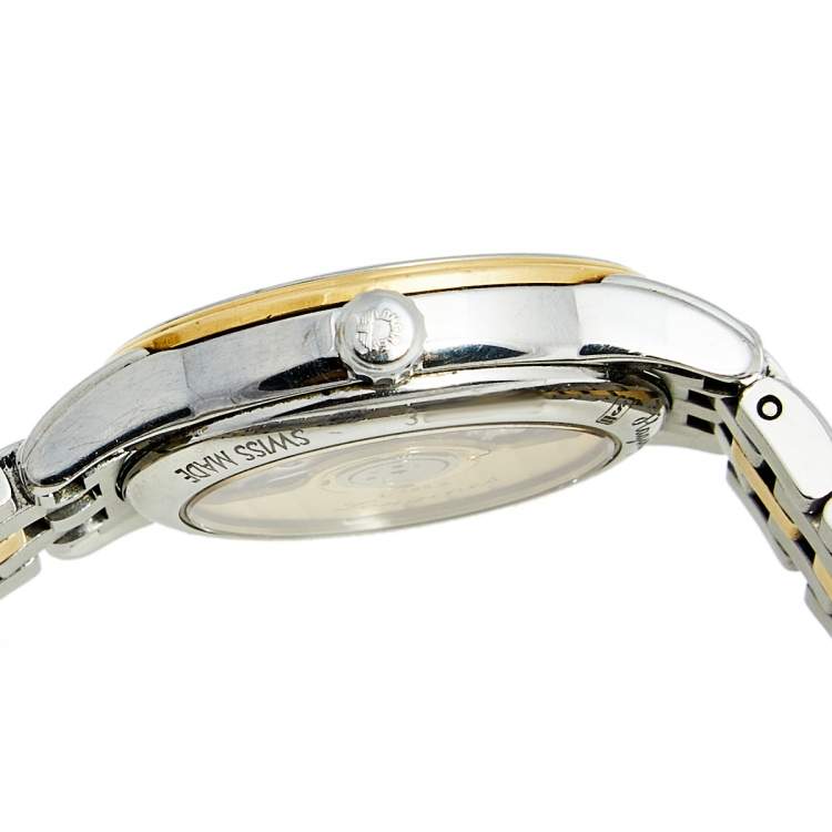 Pre Owned Longines White Two Tone Stainless Steel Flagship L4.274.3.27.7 Women's Wristwatch 26 mm