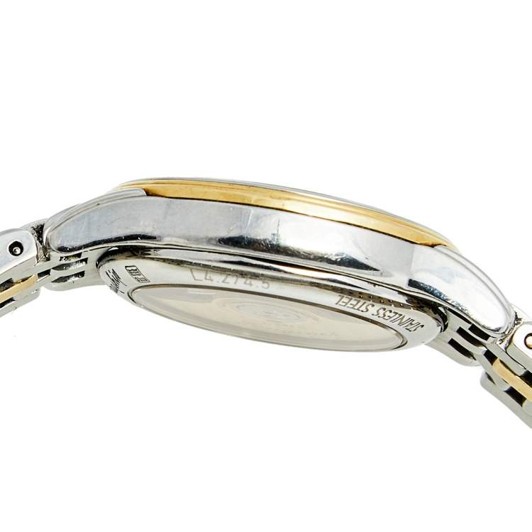 Pre Owned Longines White Two Tone Stainless Steel Flagship L4.274.3.27.7 Women's Wristwatch 26 mm