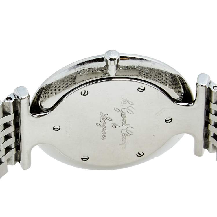 Pre Owned Longines Black Diamond Stainless Steel Le Grande Classique L4.709.4.55.6 Women's Wristwatch 33 mm