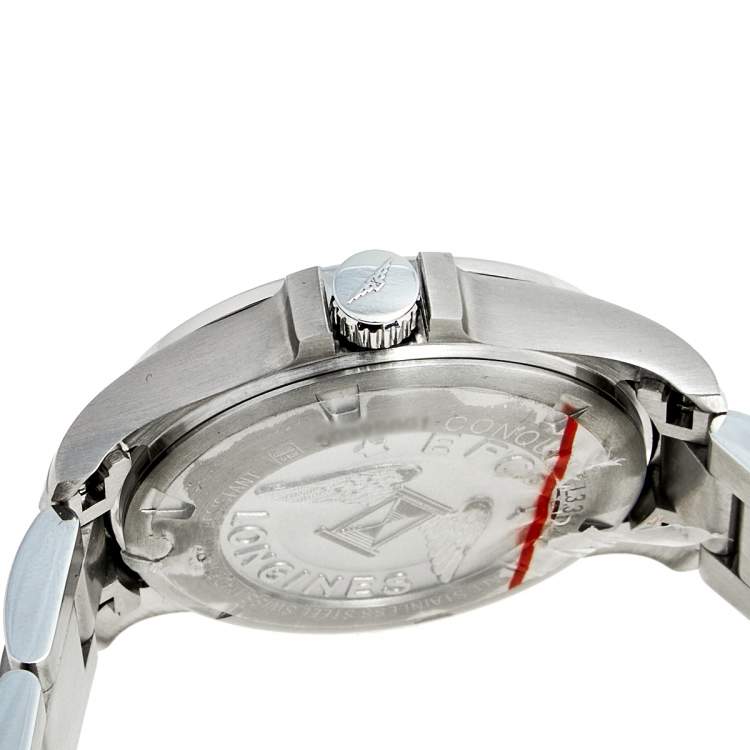 Pre Owned Longines Silver Stainless Steel Conquest VHP L3.316.4.76.6 Women's Wristwatch 36 mm