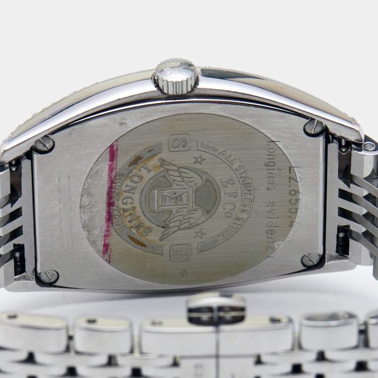 Pre Owned Longines Mother of Pearl Stainless Steel Diamonds Evidenza L2.655.4 Women's Wristwatch 33 mm