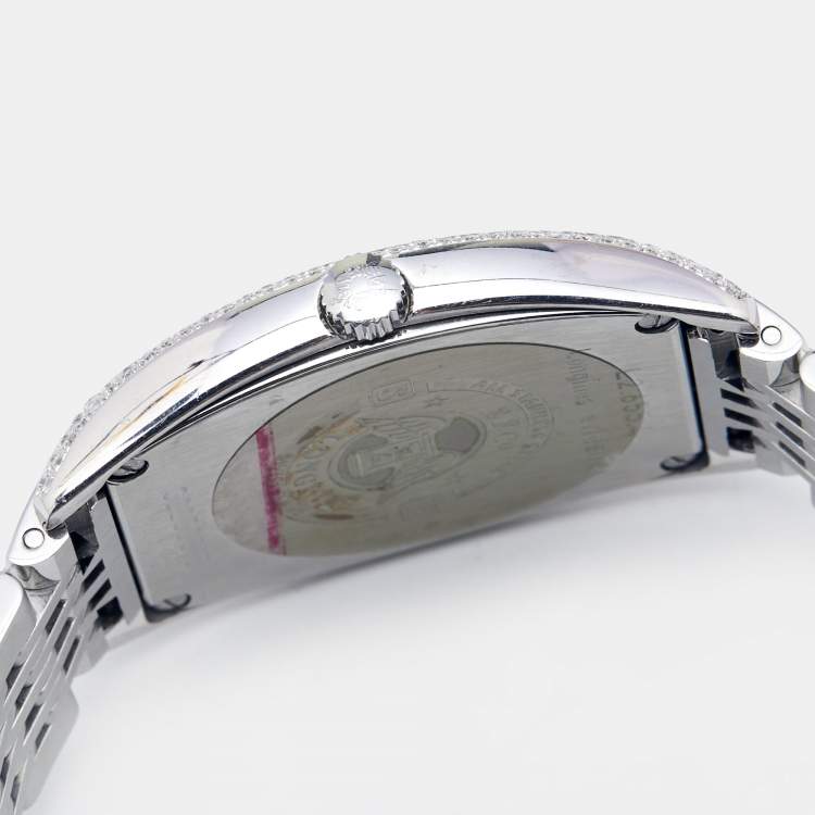 Pre Owned Longines Mother of Pearl Stainless Steel Diamonds Evidenza L2.655.4 Women's Wristwatch 33 mm