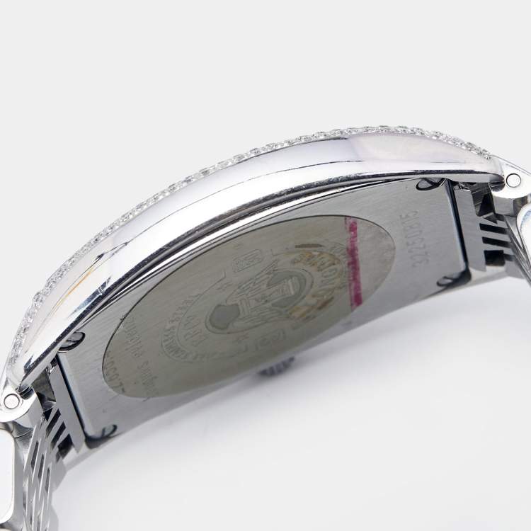 Pre Owned Longines Mother of Pearl Stainless Steel Diamonds Evidenza L2.655.4 Women's Wristwatch 33 mm