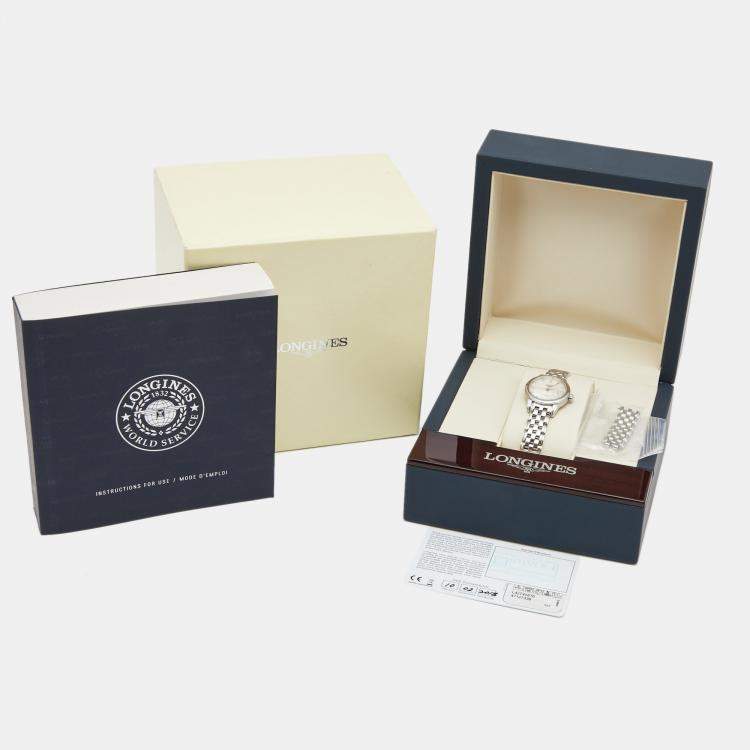 Pre Owned Longines Mother of Pearl Stainless Steel Flagship L4.274.4.87.6 Women's Wristwatch 26 mm